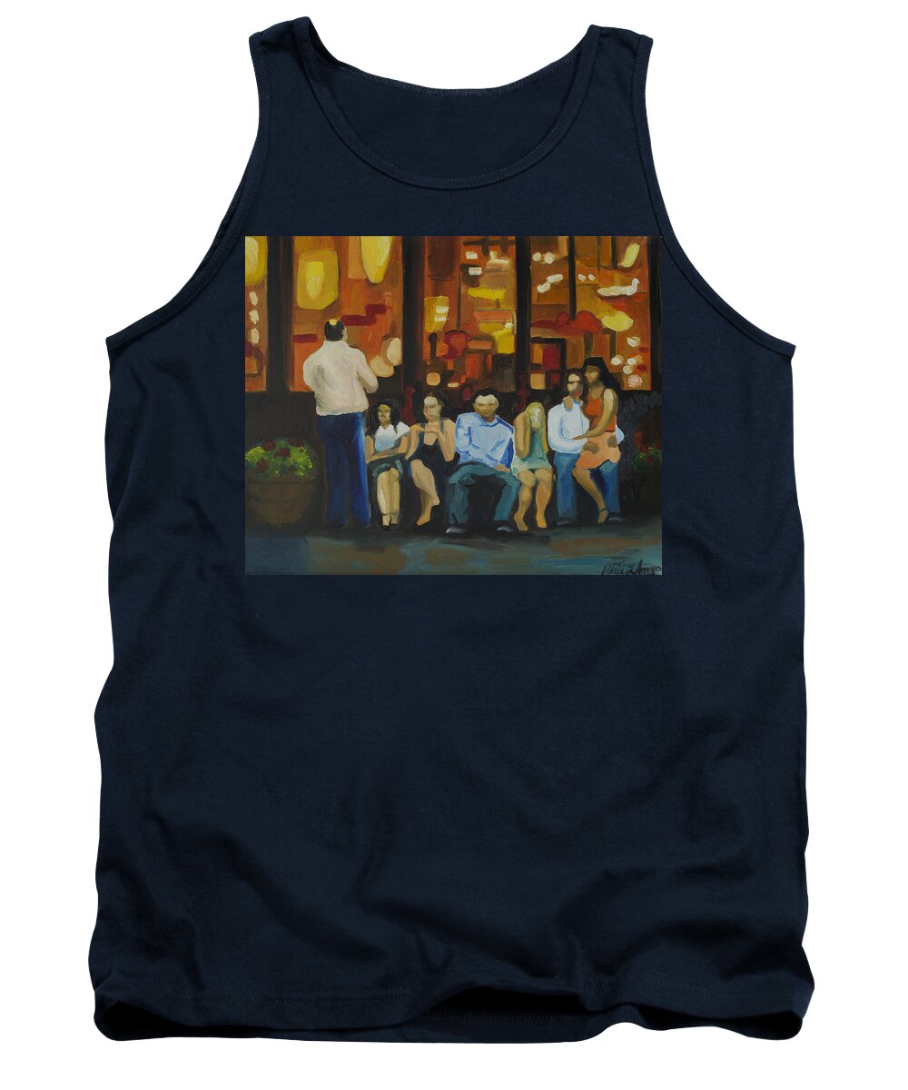 Red Bank Tank Top featuring the painting Waiting on a Taxi by Patricia Arroyo