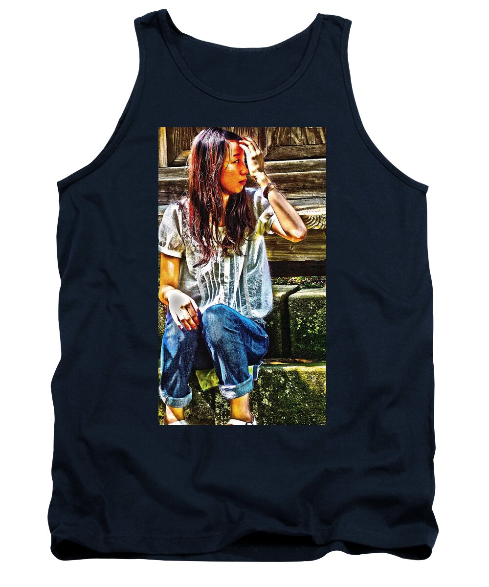 Girl Tank Top featuring the digital art Waitng for you by Tim Ernst