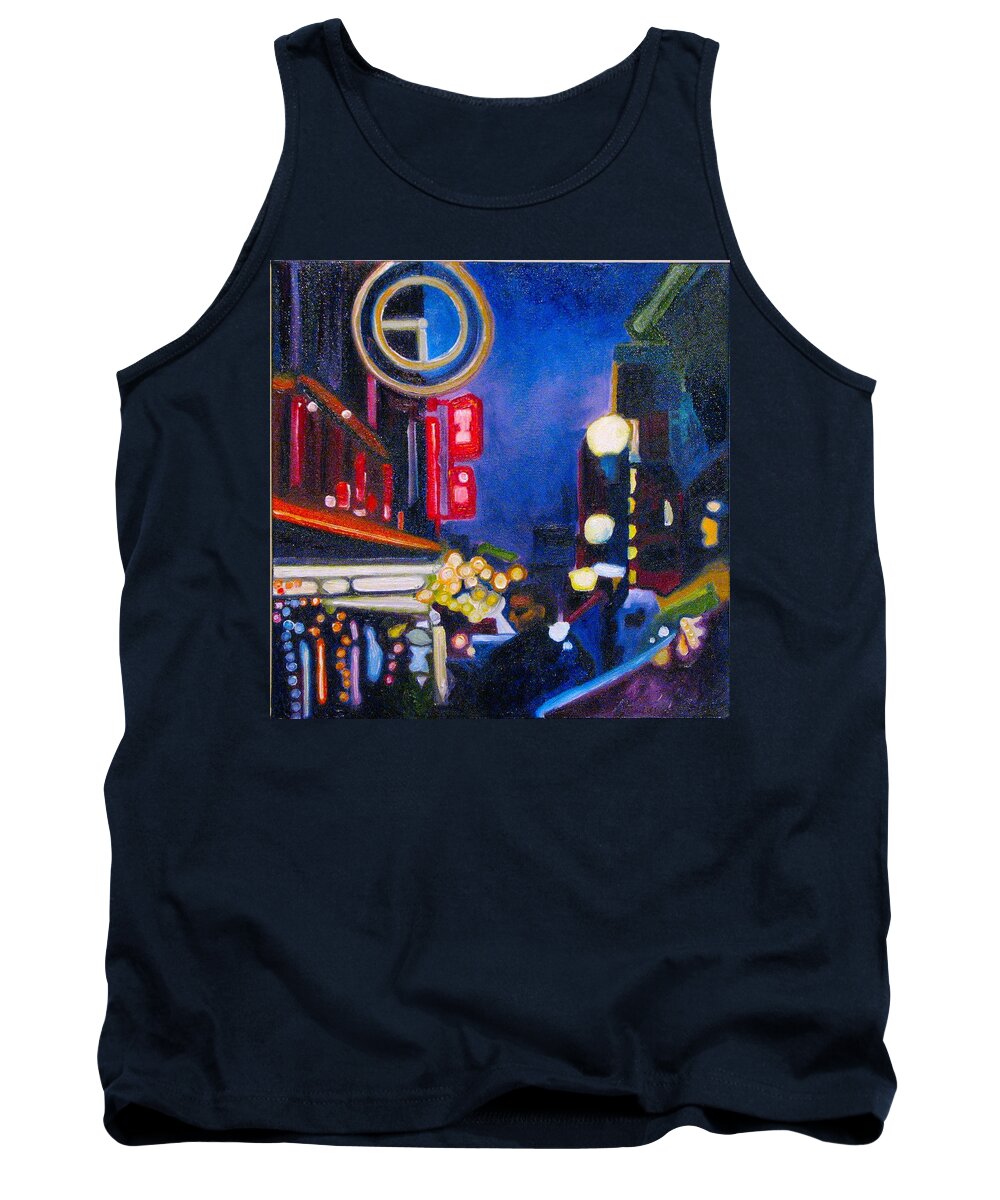 Night Scene Tank Top featuring the painting Wandering at Dusk by Patricia Arroyo