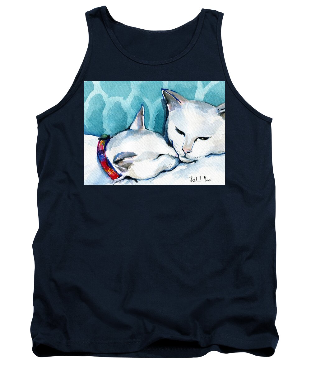 Cat Tank Top featuring the painting White Cat Affection by Dora Hathazi Mendes