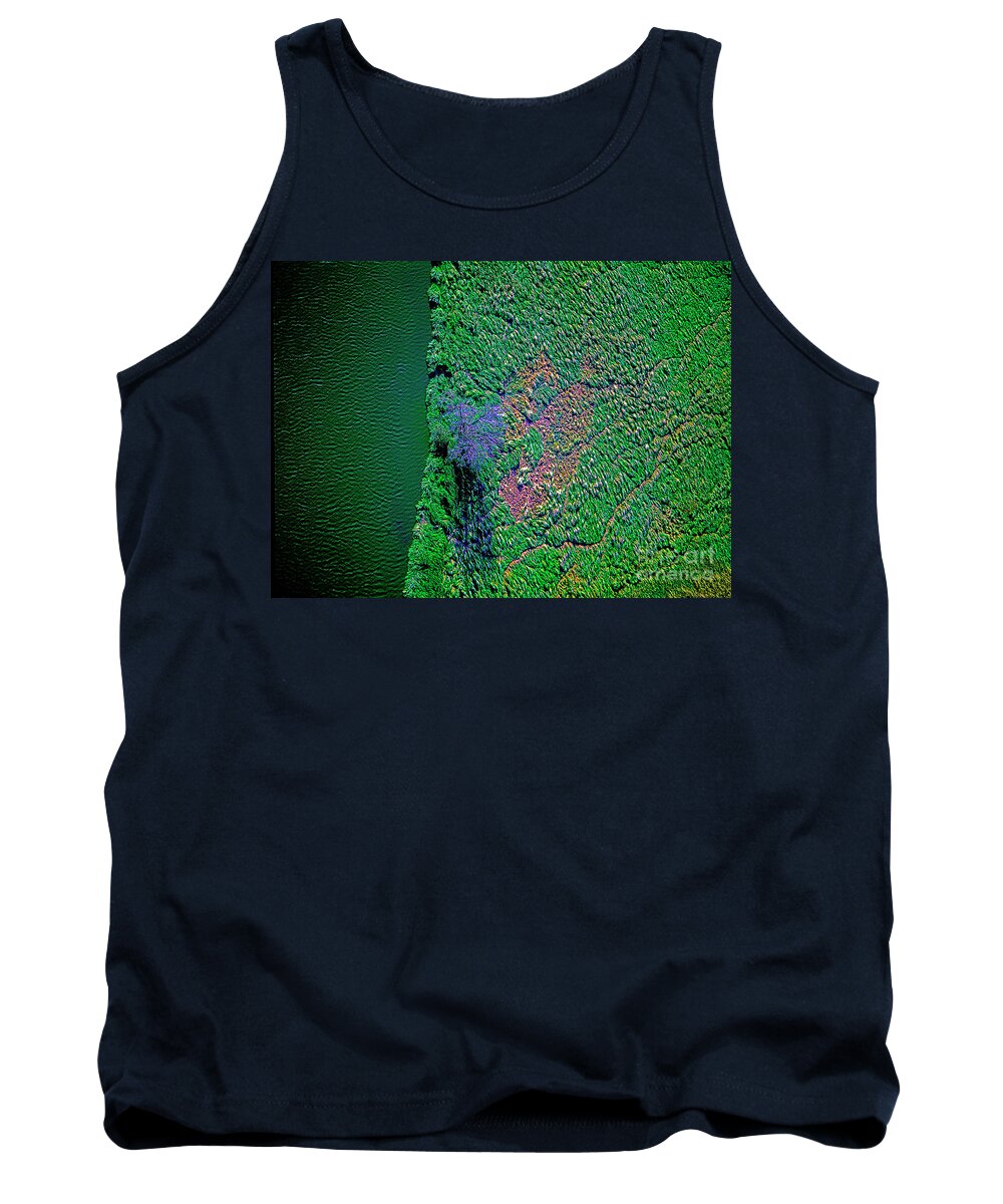 Wind Tank Top featuring the photograph Wind Blown Marsh Tree and Water by Tom Jelen