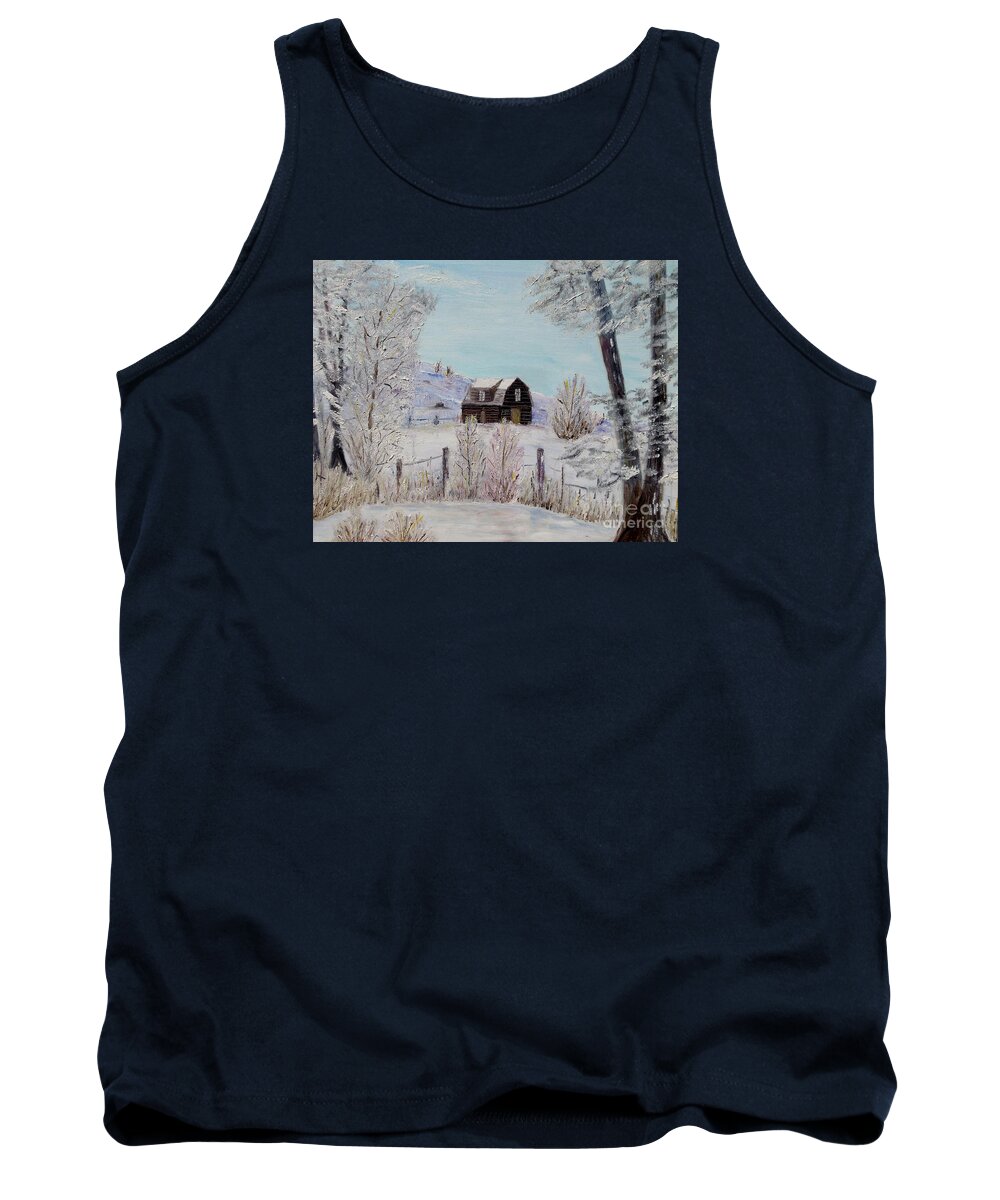 Winter Tank Top featuring the painting Winter solace by Marilyn McNish