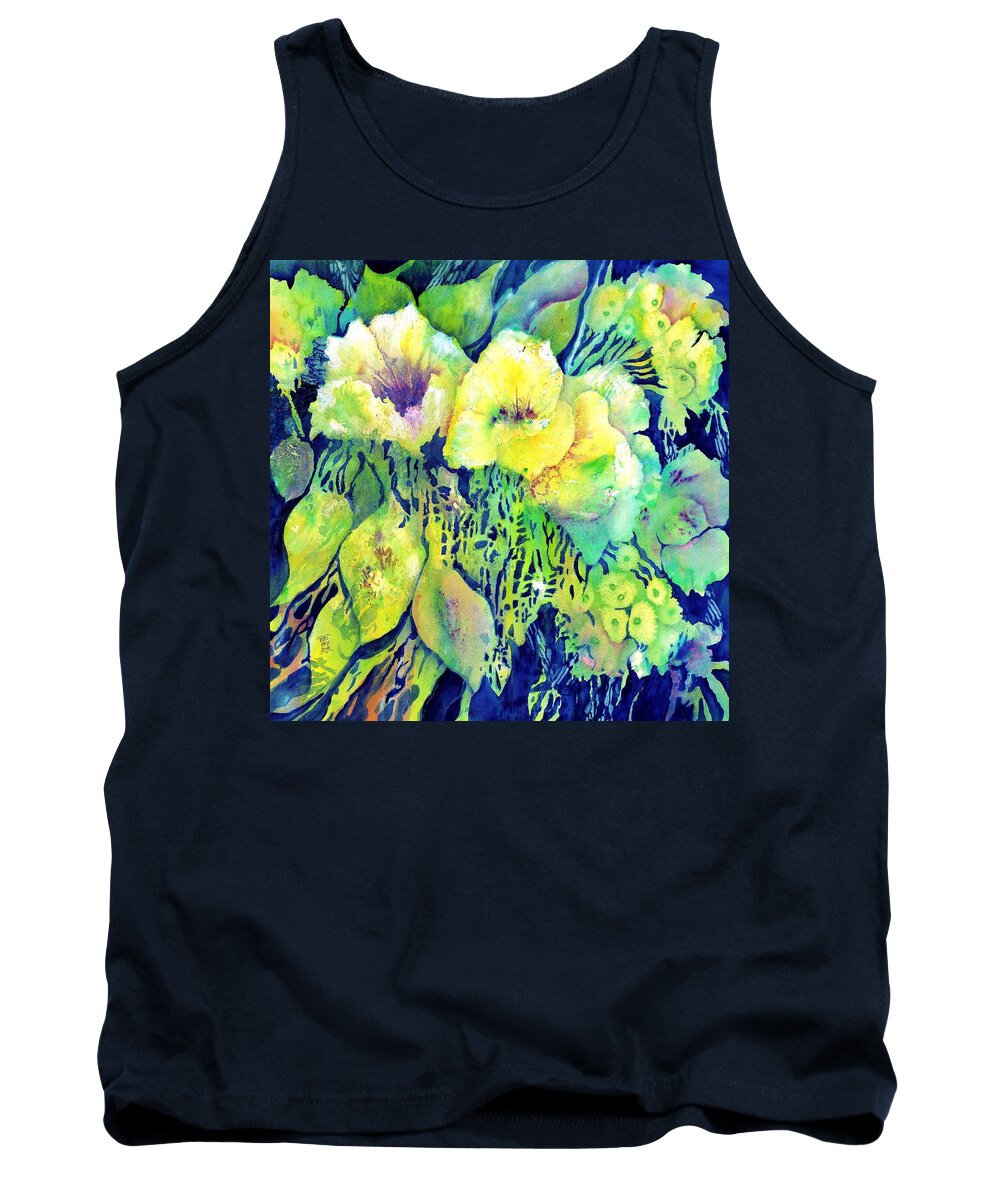 Abstract Flowers Tank Top featuring the painting Yellow Flower Potpourri by Sabina Von Arx