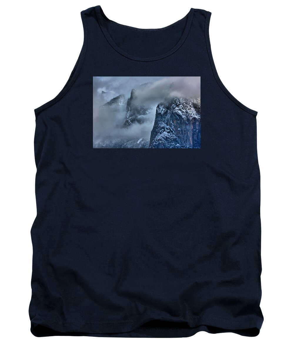 Yosemite Tank Top featuring the photograph Yosemite Valley Peaks in the Clouds by Josephine Buschman