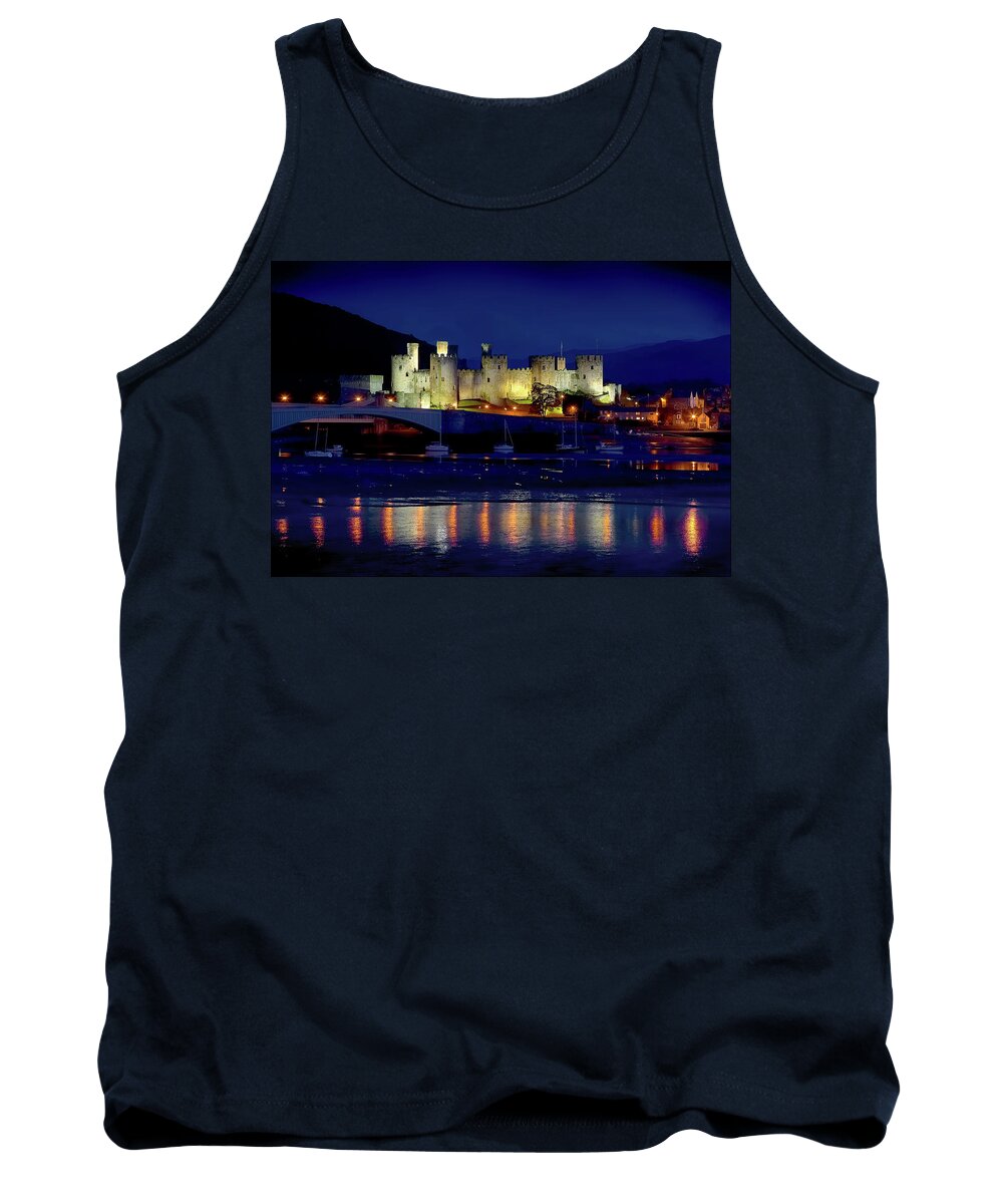  Tank Top featuring the photograph Conwy Castle at Night #1 by Peter OReilly