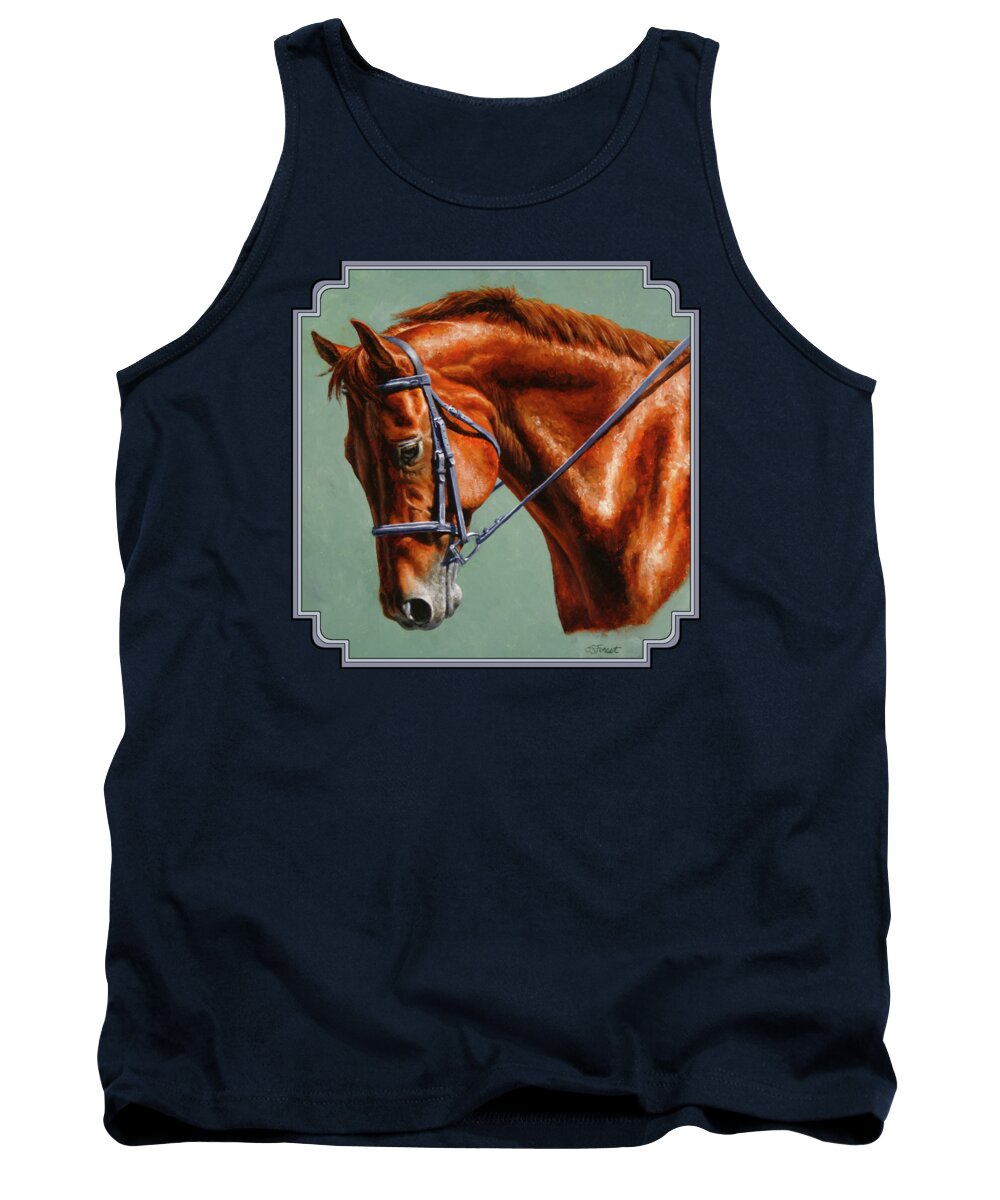 Horse Tank Top featuring the painting Chestnut Dressage Horse Portrait by Crista Forest