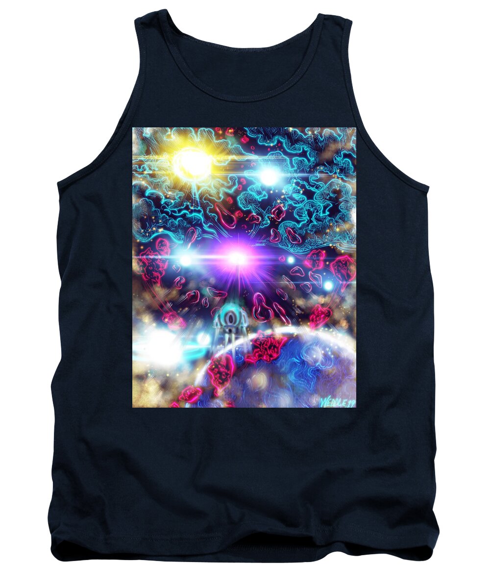 Space Tank Top featuring the digital art Beyond by Angela Weddle