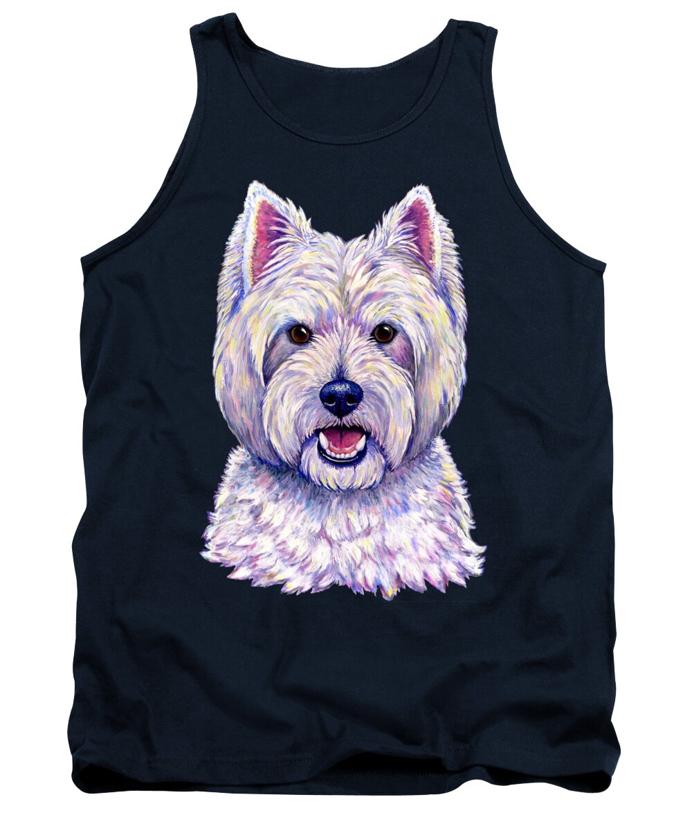 West Highland White Terrier Tank Top featuring the painting Colorful West Highland White Terrier Dog by Rebecca Wang