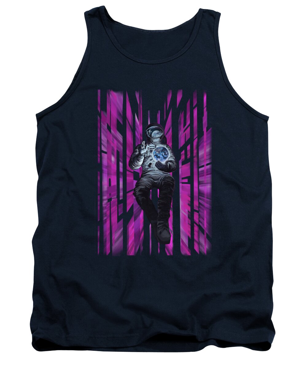 Cosmonaut Tank Top featuring the painting Cosmonault by Sassan Filsoof