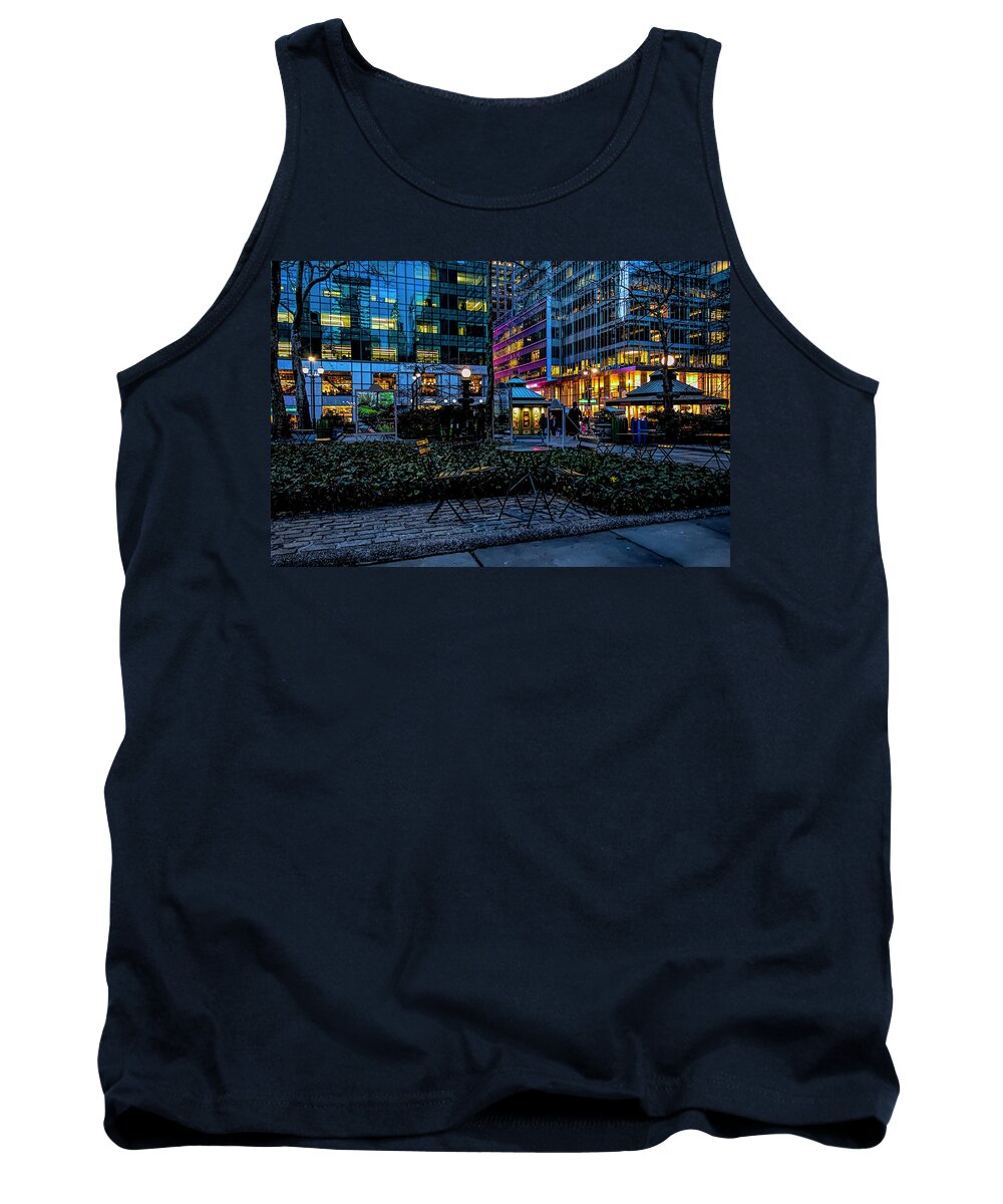 Bryant Park Tank Top featuring the photograph Evening in Bryant Park by Alison Frank