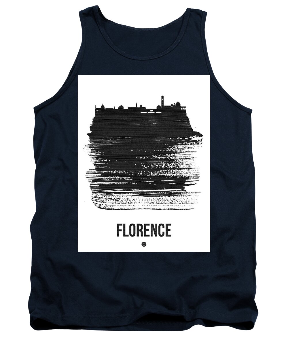 Florence Tank Top featuring the mixed media Florence Skyline Brush Stroke Black by Naxart Studio
