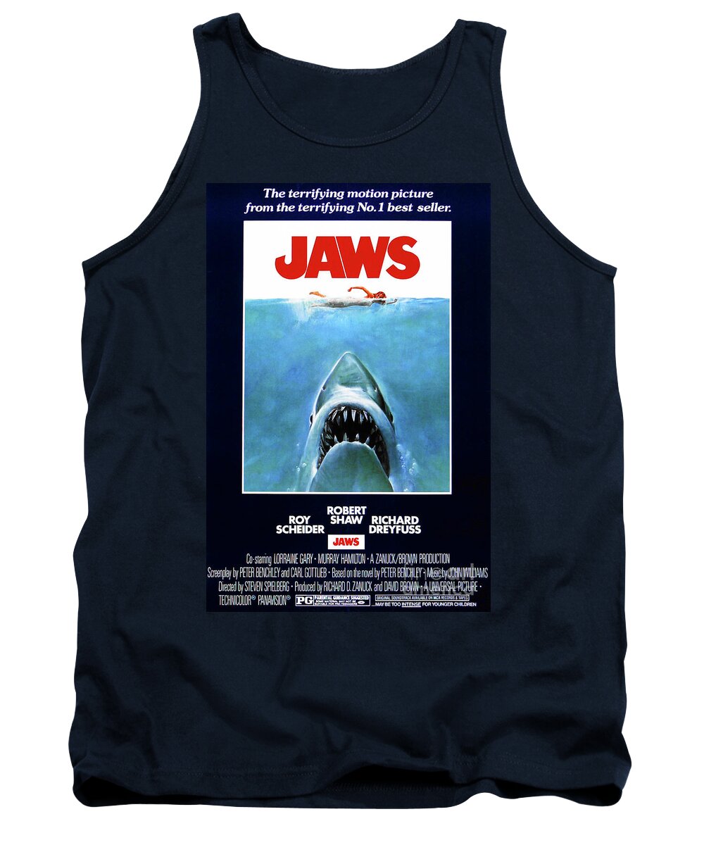 Jaws Tank Top featuring the photograph Jaws Movie Poster by Doc Braham
