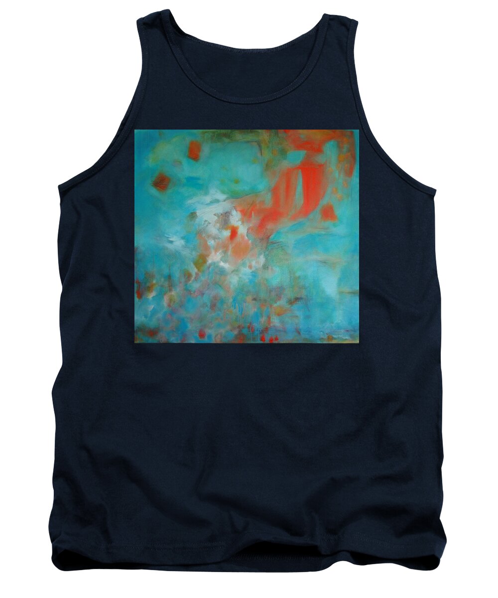 Tiger Tank Top featuring the painting Leaping Through the Layers by Janet Zoya