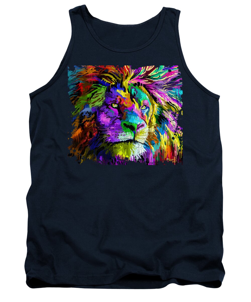 Painting Tank Top featuring the painting Lion Head by Anthony Mwangi