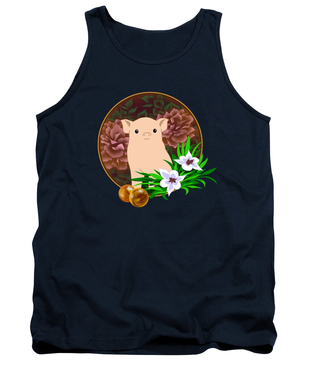 Pig Tank Top featuring the digital art Lucky Pig by Alice Chen