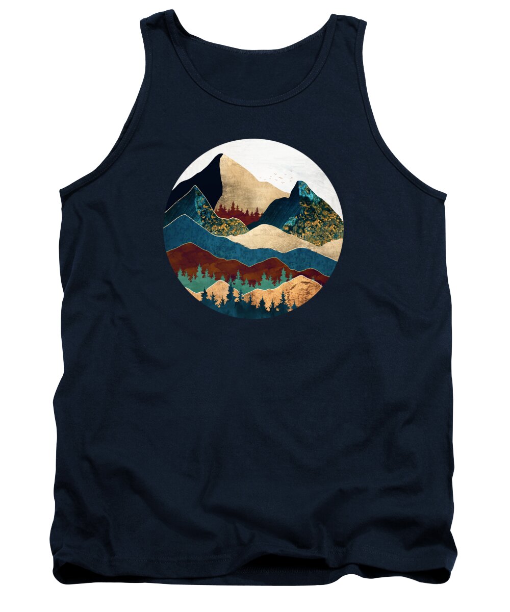Digital Tank Top featuring the digital art Malachite Mountains by Spacefrog Designs