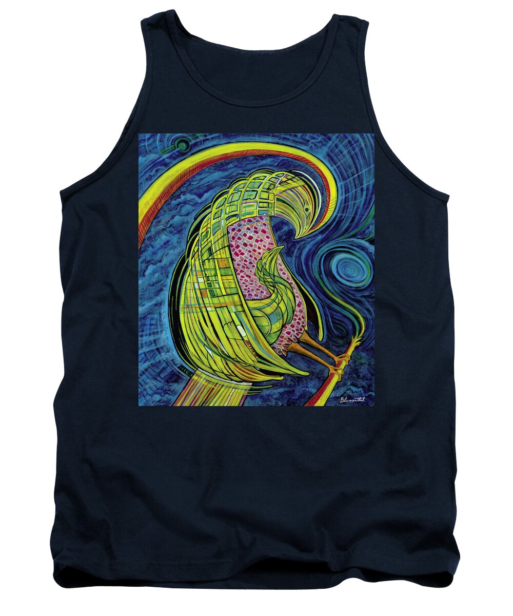 Bird Tank Top featuring the painting Penglade by Yom Tov Blumenthal