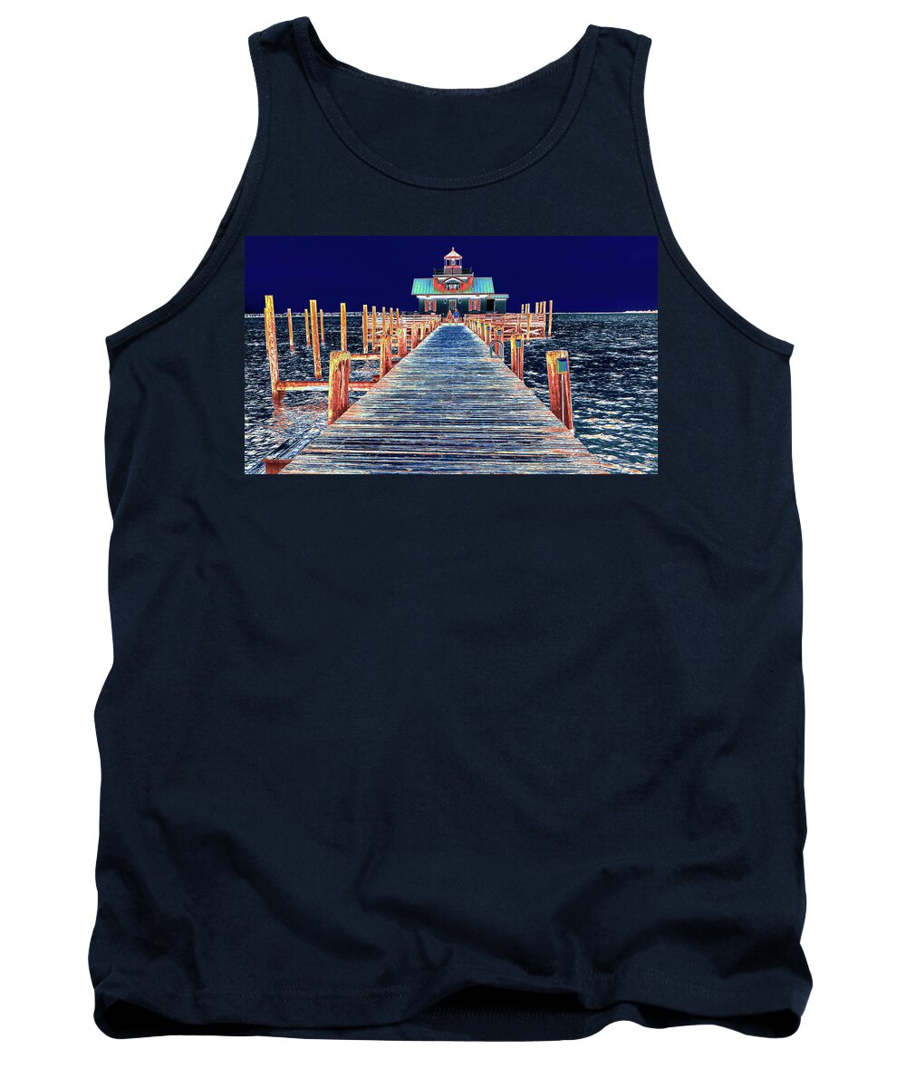 Landscape Tank Top featuring the photograph Roanoke Marshes Lighthouse by Bearj B Photo Art