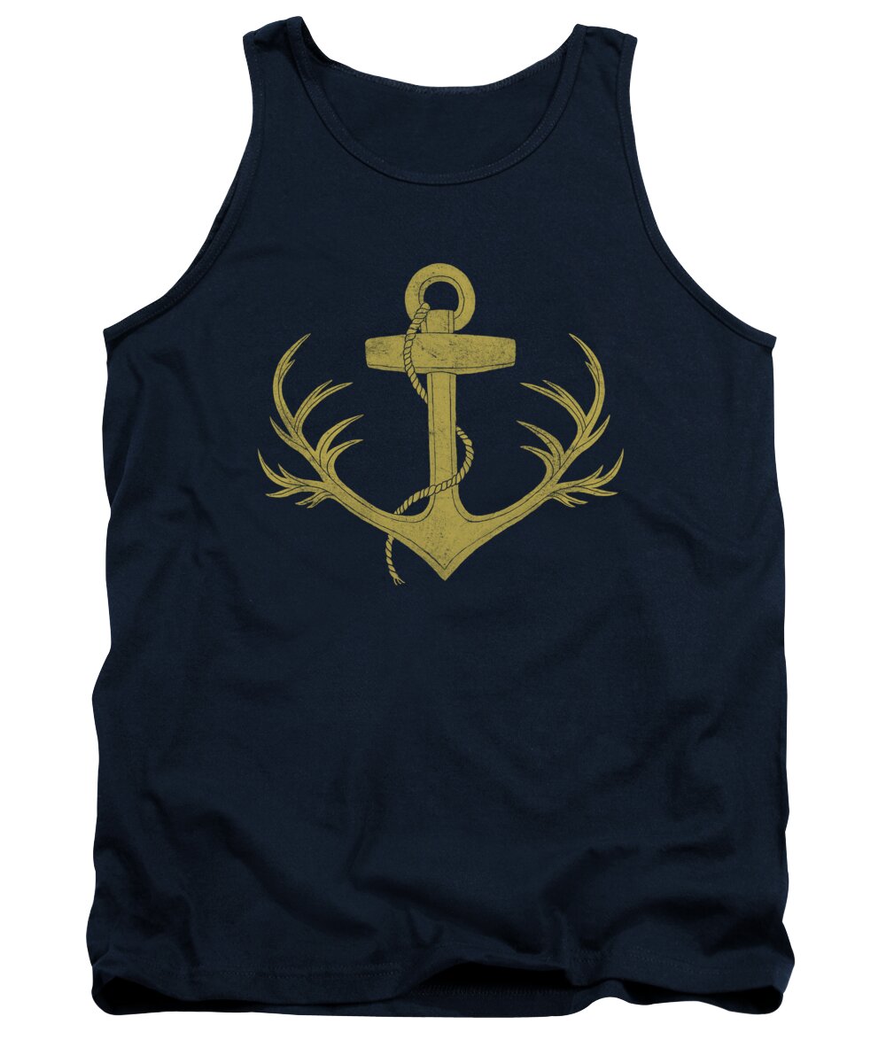 Ship Tank Top featuring the drawing The Antlered Ship by Eric Fan