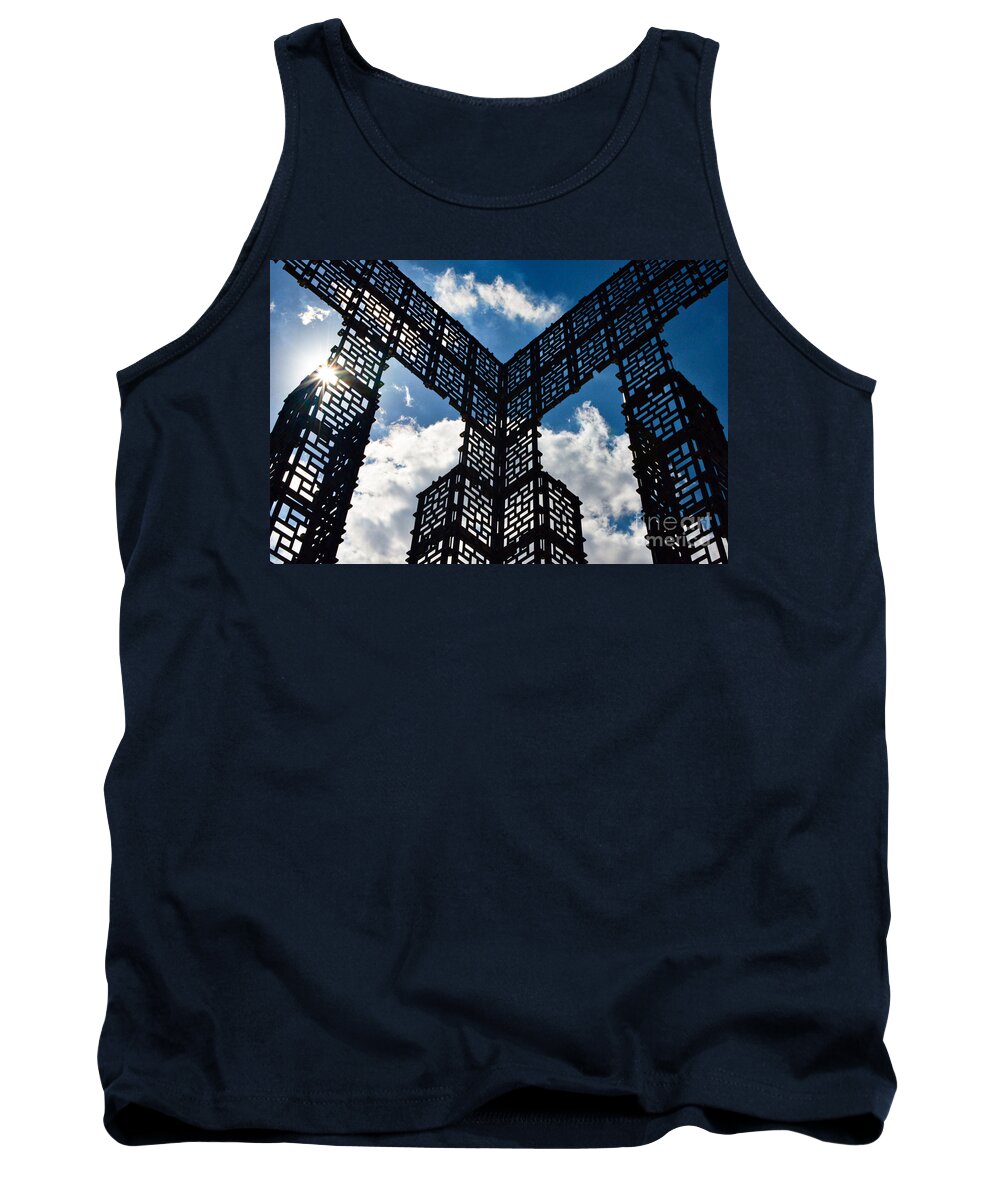 Architecture Tank Top featuring the photograph The Bronze house construction in Sofia by Yavor Mihaylov