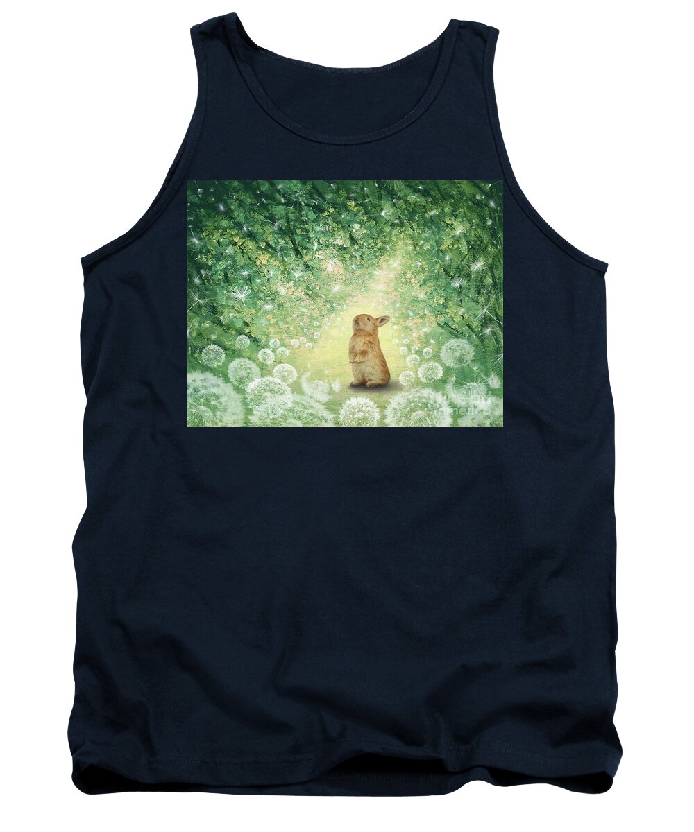 Bunny Tank Top featuring the mixed media Wonder to Dream by Yoonhee Ko