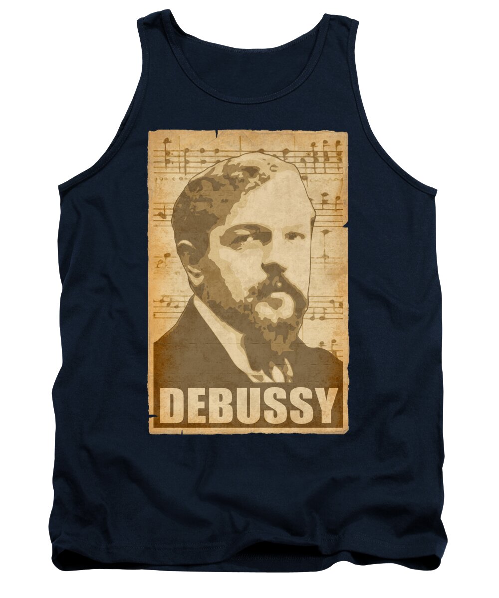 Claude Tank Top featuring the digital art Claude Debussy musical notes by Filip Schpindel