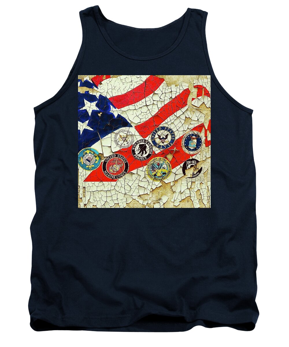  Tank Top featuring the mixed media Flag by Angie ONeal