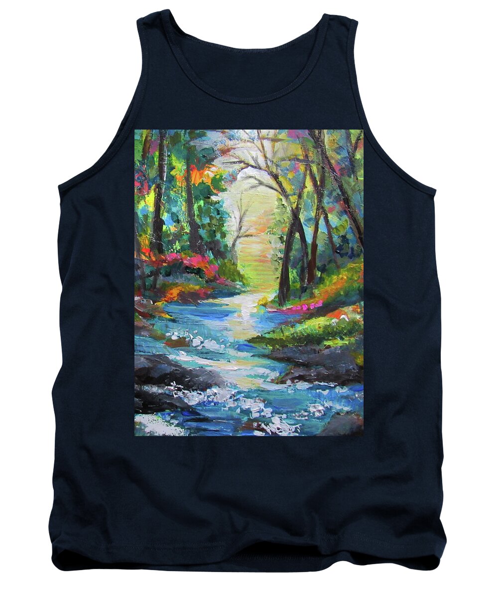 Forest Tank Top featuring the painting Forest Brook by Jean Batzell Fitzgerald