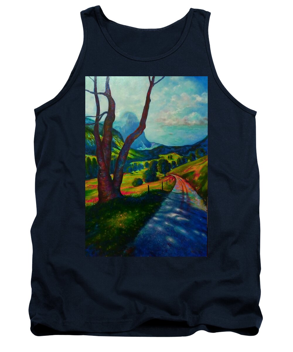 Emery Franklin Landscape Tank Top featuring the painting A Walk Through The Mountains by Emery Franklin