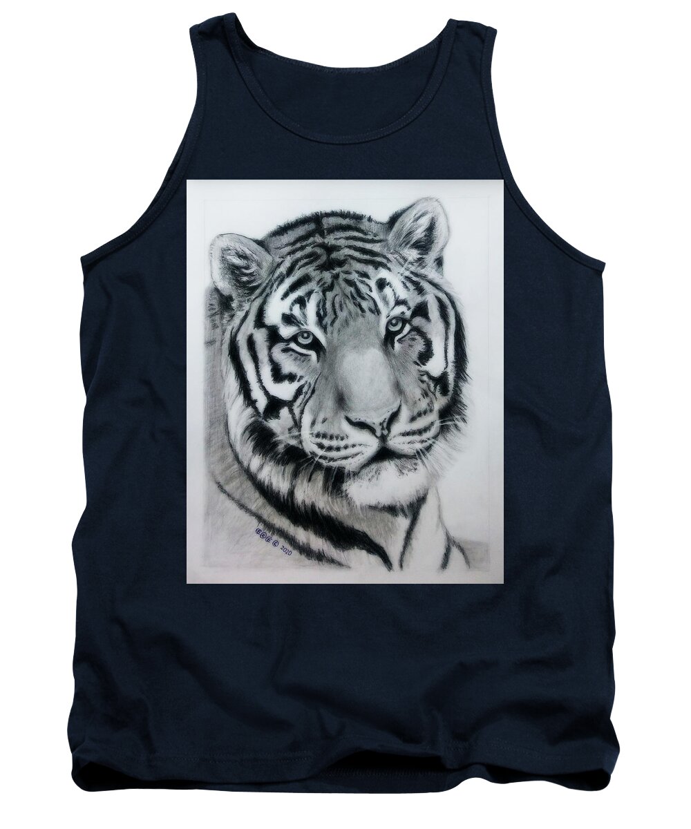 Tigers Tank Top featuring the drawing Amur by George I Perez