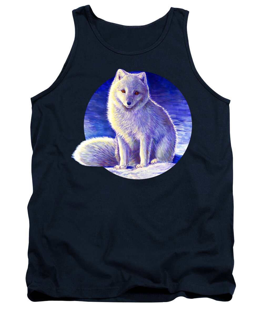 Arctic Fox Tank Top featuring the painting Peaceful Winter Arctic Fox by Rebecca Wang