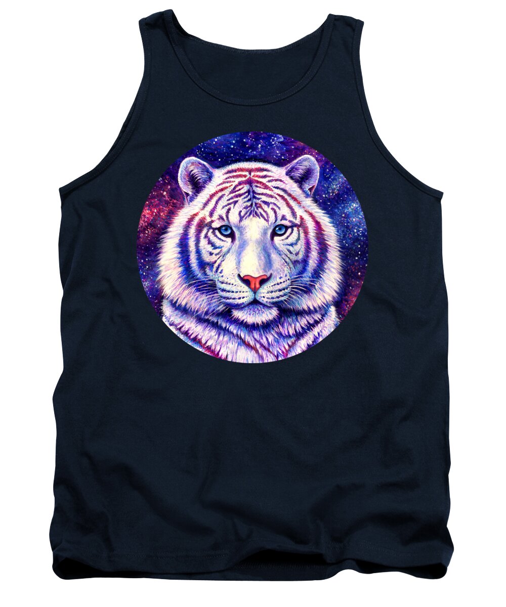 Tiger Tank Top featuring the painting Among the Stars - Cosmic White Tiger by Rebecca Wang