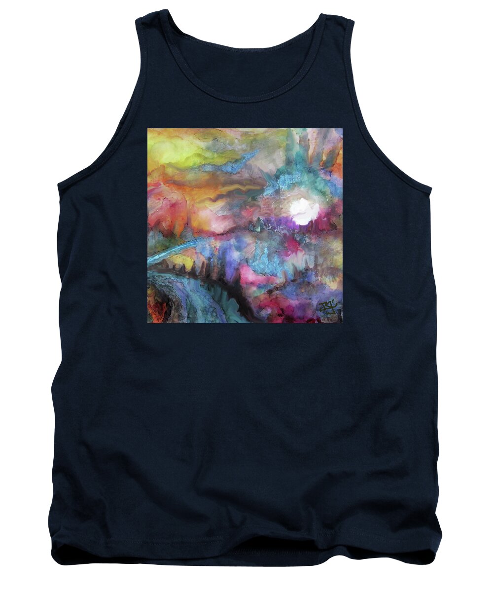 Colorful Valley Semi Abstract Tank Top featuring the painting Valley Light by Jean Batzell Fitzgerald