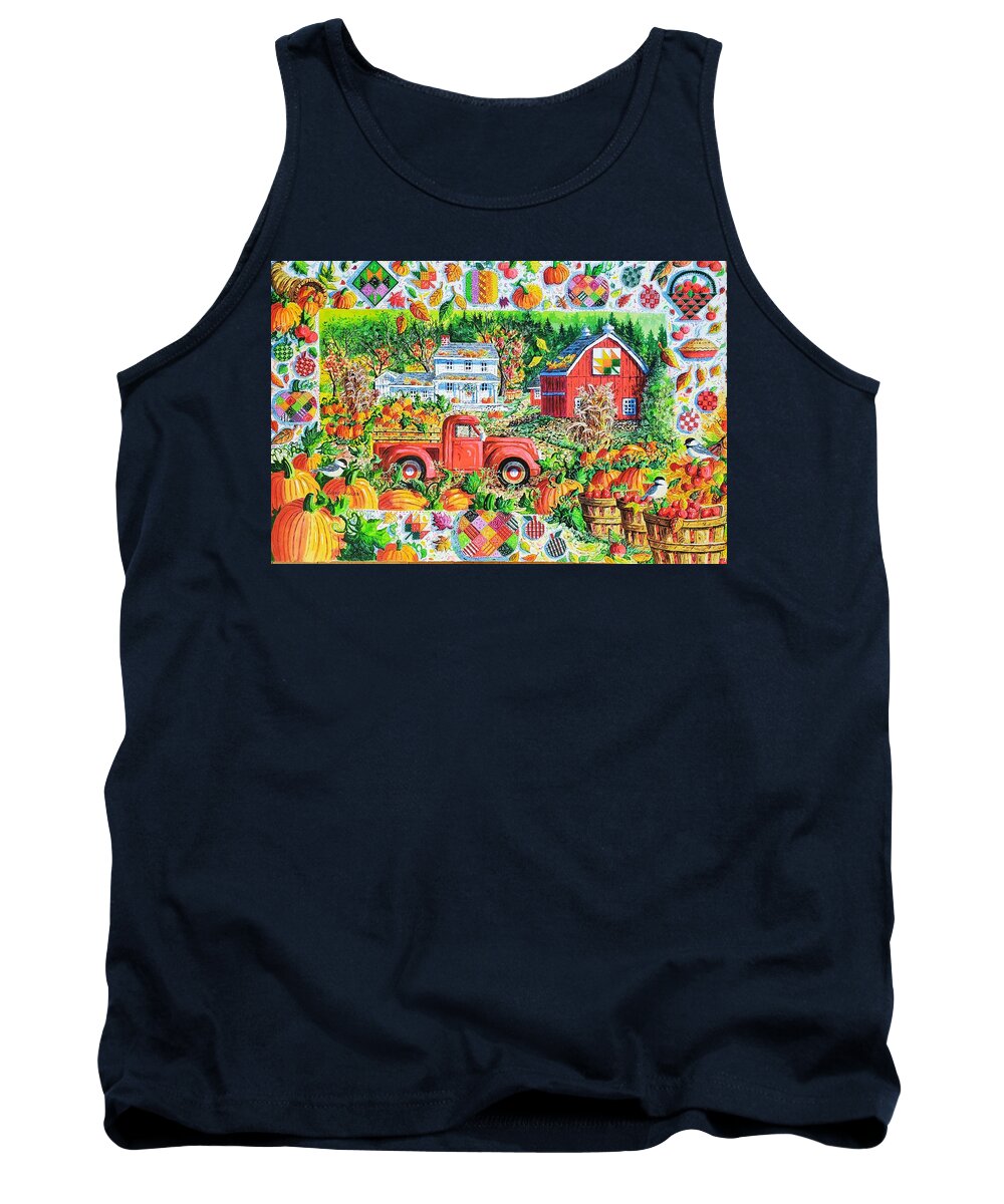 Autumn Tank Top featuring the painting Autumn Red Truck and Barn by Diane Phalen