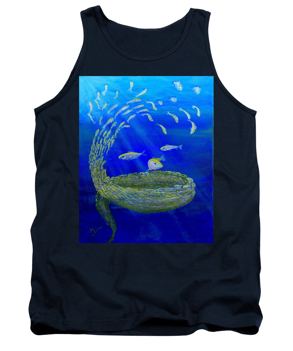 Sea Tank Top featuring the painting Bait Ball by Mike Kling