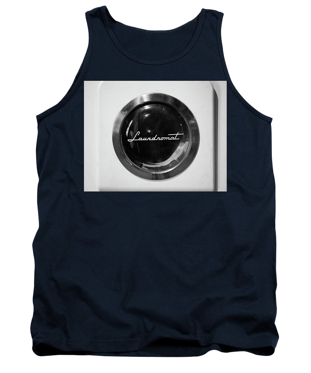 Black And White Laundromat Tank Top featuring the photograph Black And White Laundromat by Dan Sproul