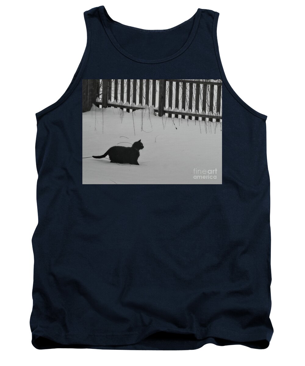 Snow Tank Top featuring the photograph Black in White by On da Raks