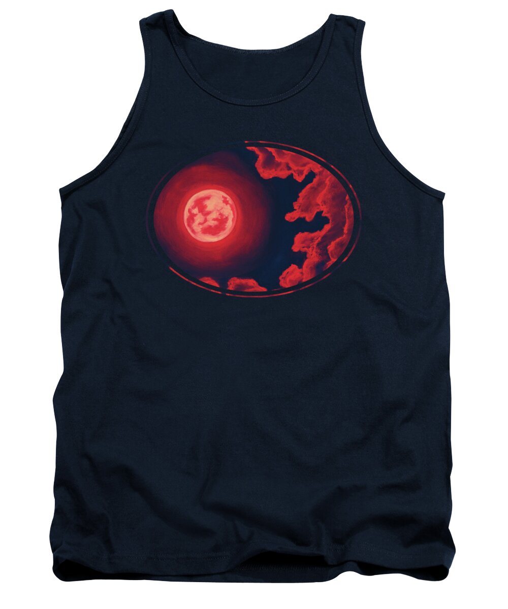 Blood Moon Tank Top featuring the painting Blood Moon - Sky and Clouds Collection by Anastasiya Malakhova