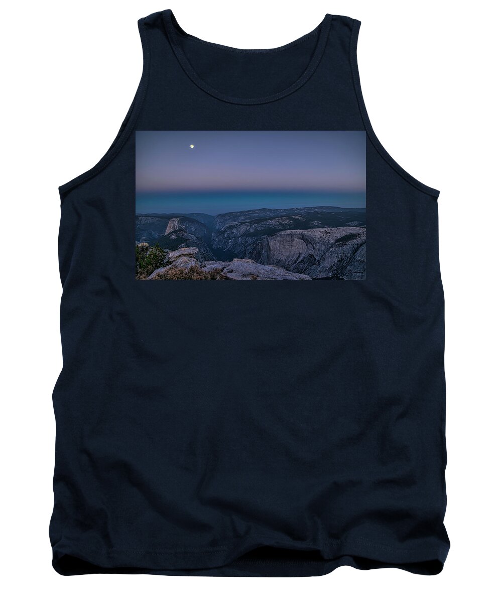 Landscape Tank Top featuring the photograph Full Moon Blue Hour at Clouds Rest by Romeo Victor