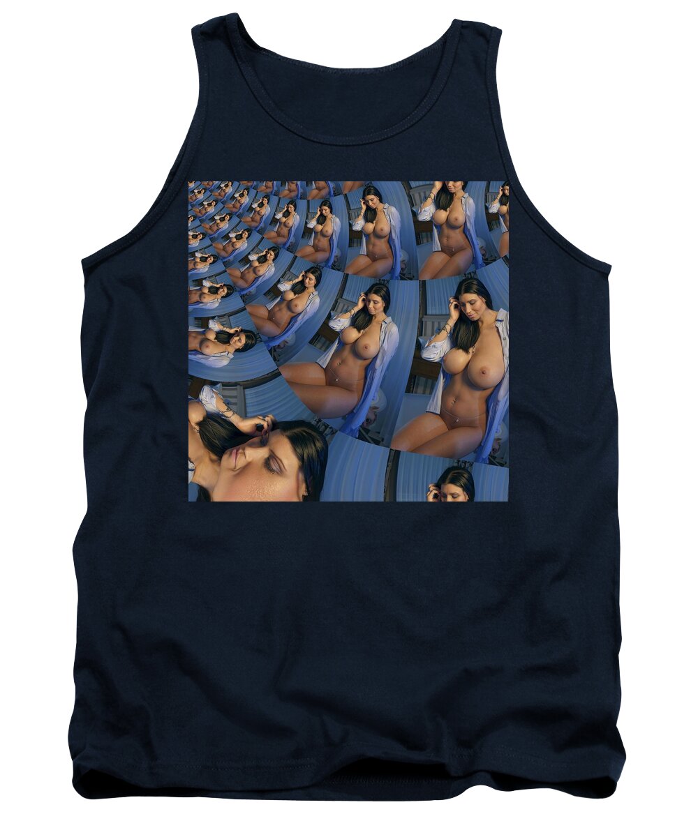 Naked Tank Top featuring the digital art Blue Melody by Stephane Poirier