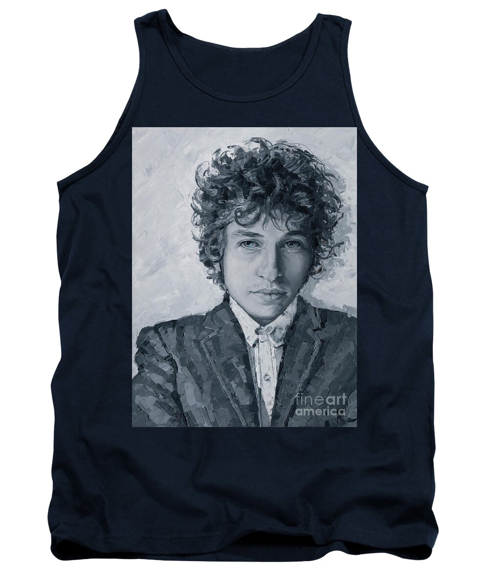 Dylan Tank Top featuring the painting Bob Dylan, 2020 by PJ Kirk