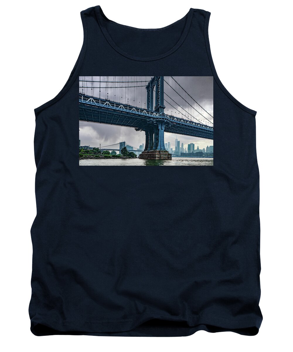 Brooklyn Bridge Tank Top featuring the photograph Brooklyn Bridge in Blue by Al Hurley