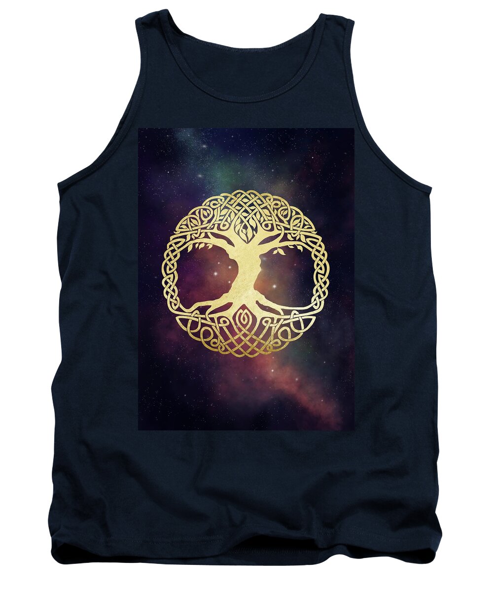 Celtic Tank Top featuring the painting Celtic Tree of Life by Rachel Emmett
