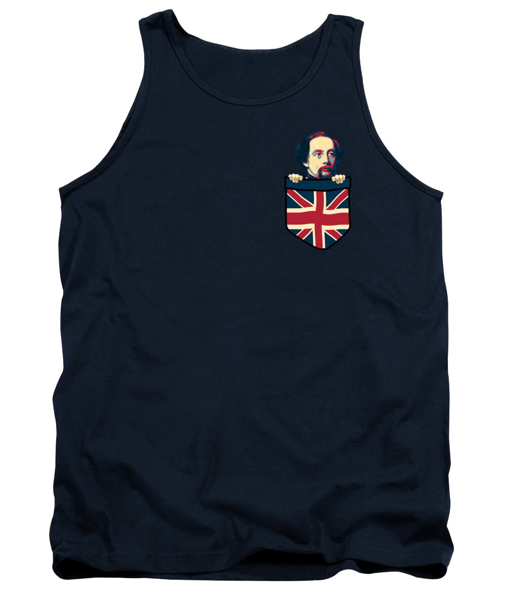 Uk Tank Top featuring the digital art Charles Dickens Chest Pocket by Filip Schpindel