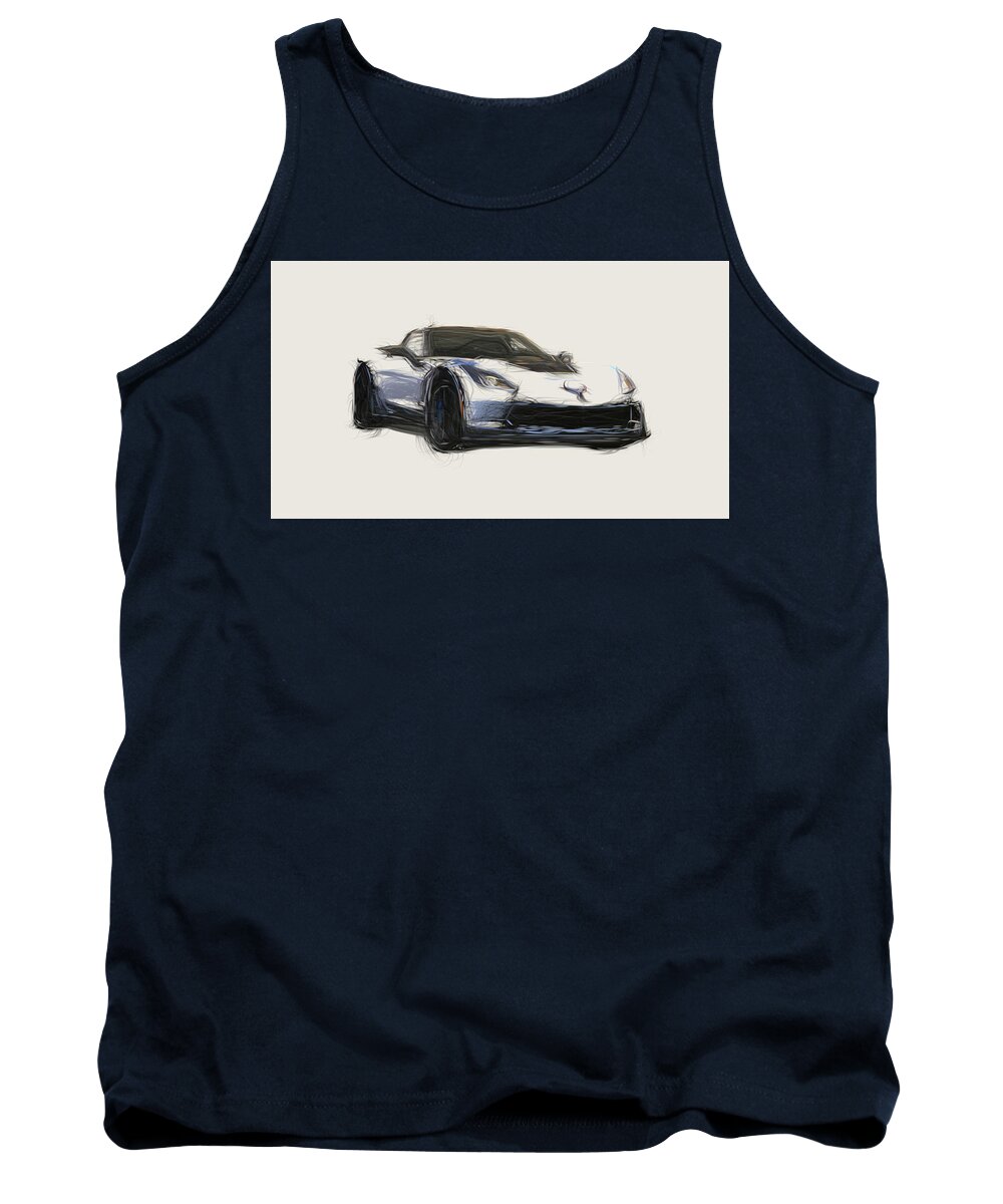Chevrolet Tank Top featuring the digital art Chevrolet Corvette Carbon 65 Edition Car Drawing by CarsToon Concept