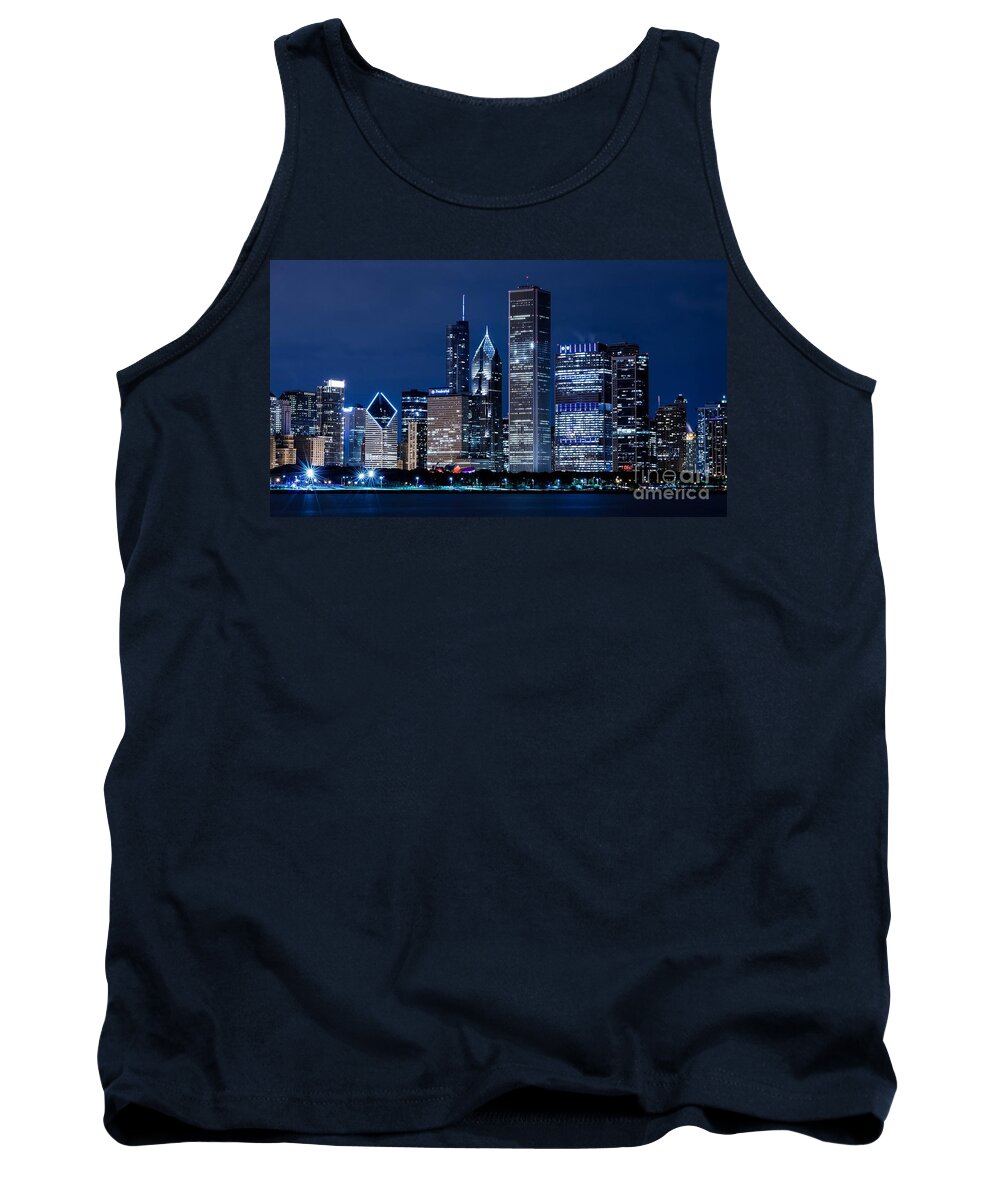 Chicago Tank Top featuring the photograph Chicago at night by Action
