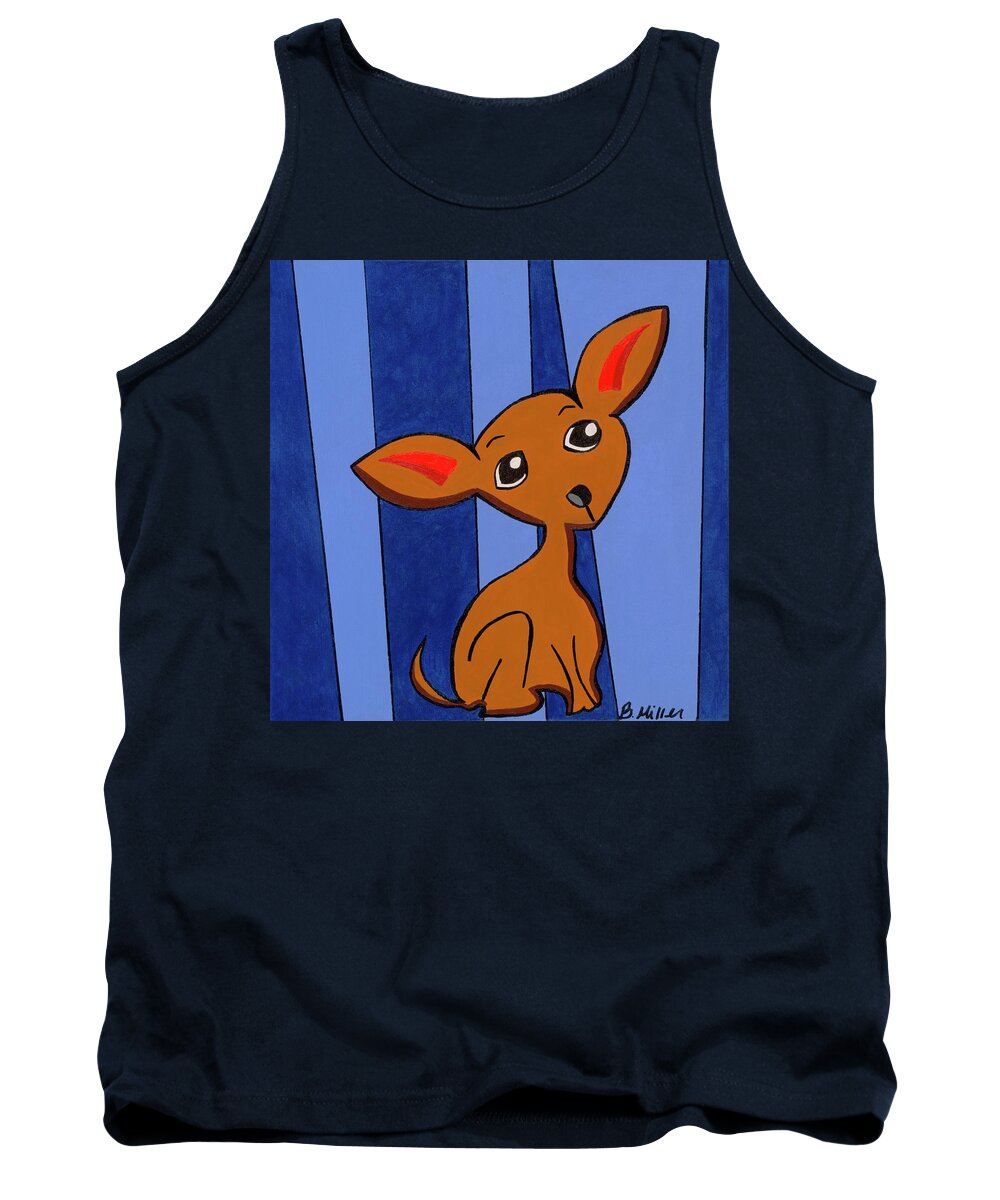 Blue Tank Top featuring the painting Chihuahua by Britt Miller