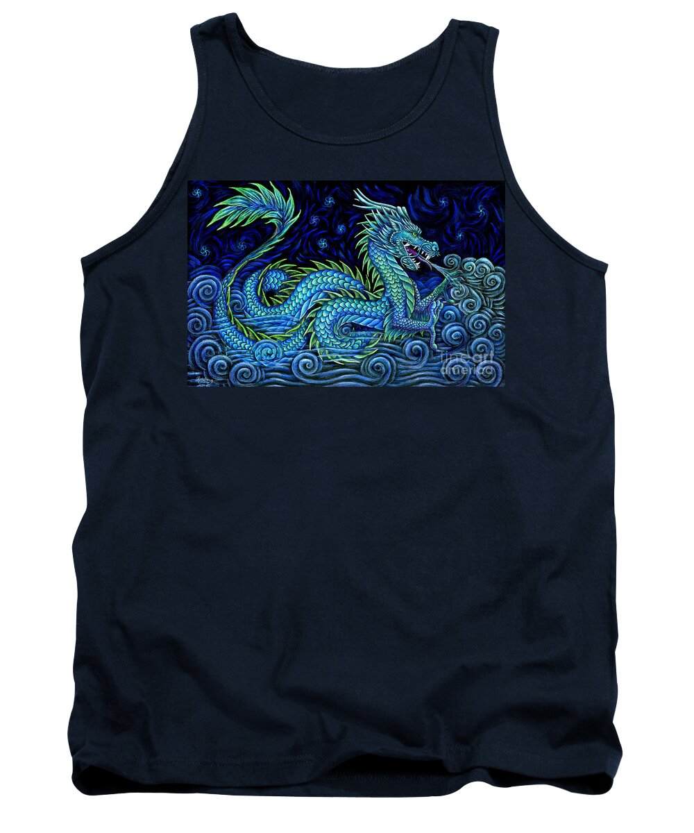 Chinese Dragon Tank Top featuring the drawing Chinese Azure Dragon by Rebecca Wang