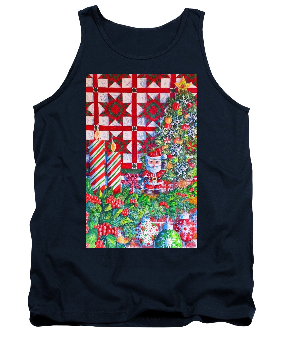 Christmas Tank Top featuring the painting Christmas Mantle by Diane Phalen