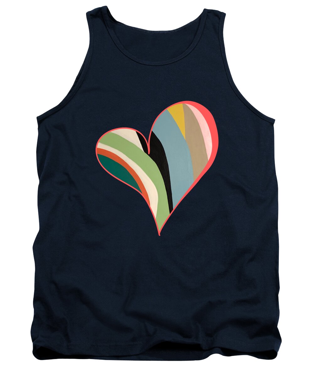Gray Tank Top featuring the painting Colorful Heart Stripe Painting by Christie Olstad